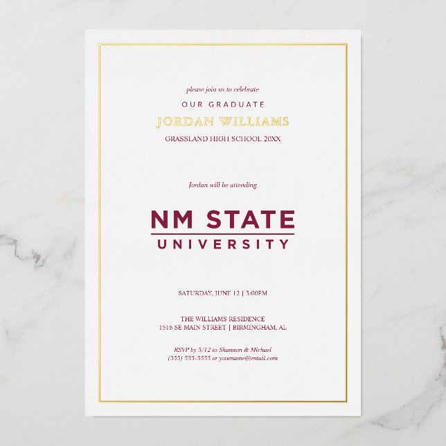 New Mexico State University Graduation Foil Invitation (Front)