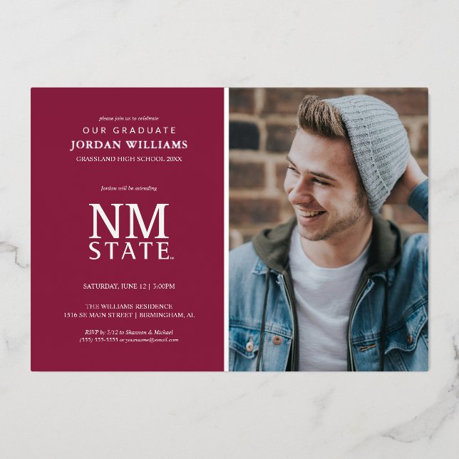 New Mexico State University Graduation Foil Invitation (Front)