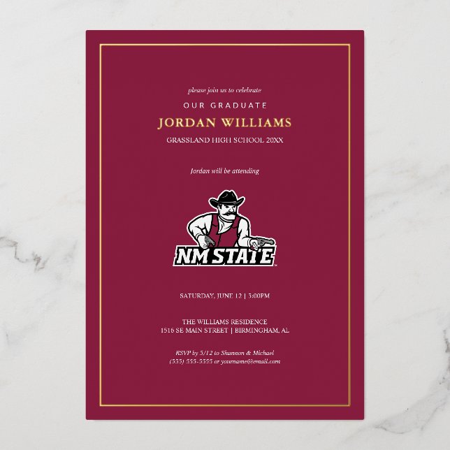 New Mexico State University Graduation Foil Invitation (Front)