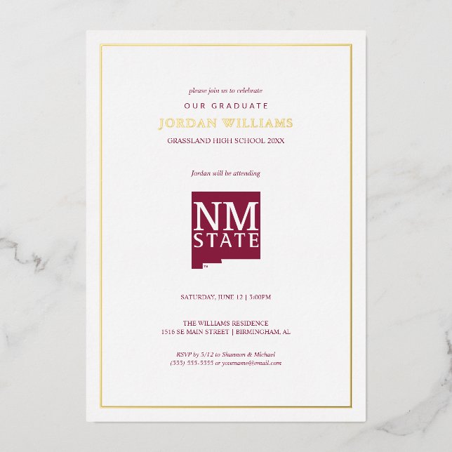 New Mexico State University Graduation Foil Invitation (Front)