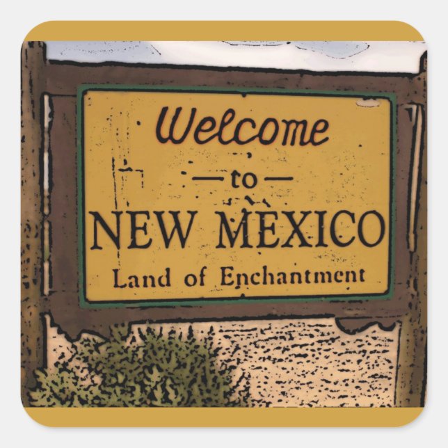 New Mexico state welcome artistic sign stickers (Front)