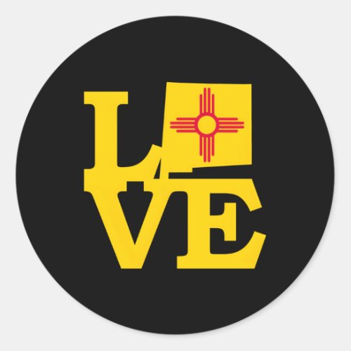 New Mexico State Zia Love Nm Classic Round Sticker