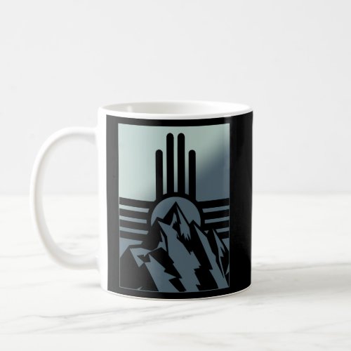 New Mexico State Zia Symbol And Mountains Coffee Mug