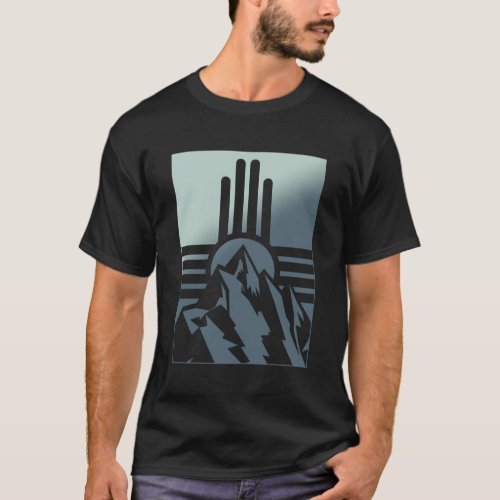 New Mexico State Zia Symbol And Mountains T_Shirt
