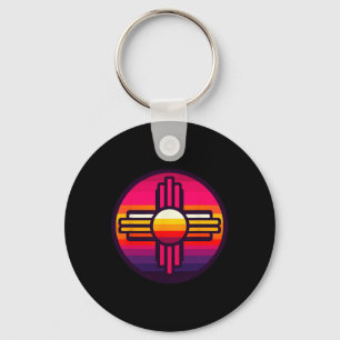 New Mexico State Zia Vintage Retro-modern Zia Symb Keychain