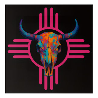 New Mexico Sun Skull Pink Acrylic Print