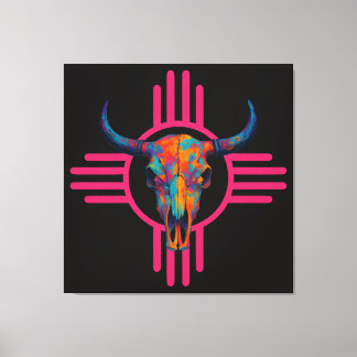 New Mexico Sun Skull Pink Canvas Print