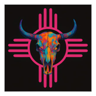 New Mexico Sun Skull Pink Photo Print
