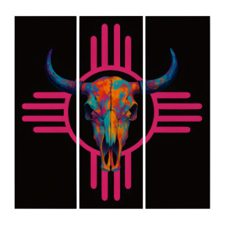 New Mexico Sun Skull Pink Triptych