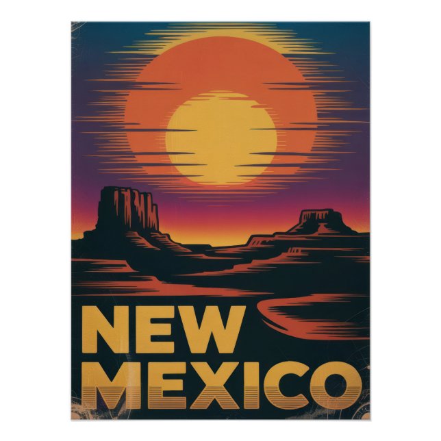New Mexico Sunset Vintage Poster Rocky Formations (Front)