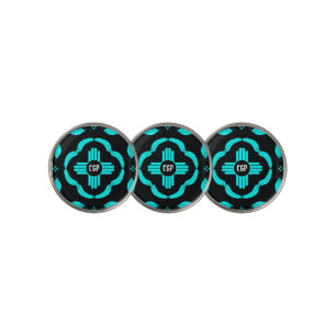 New Mexico Turquoise & Black Zia feather Golf Ball Marker