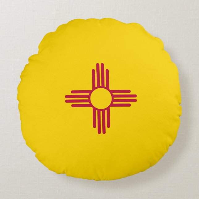 New Mexico (US State) Flag Round Pillow (Front)