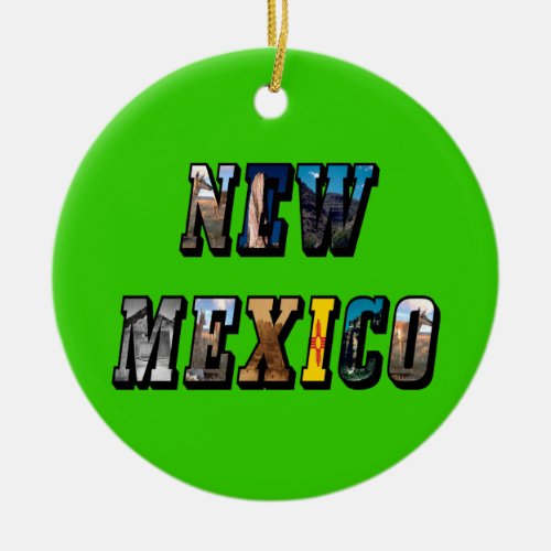 New Mexico USA Text Ceramic Ornament