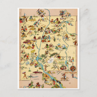 New Mexico Vintage Funny Map Postcard