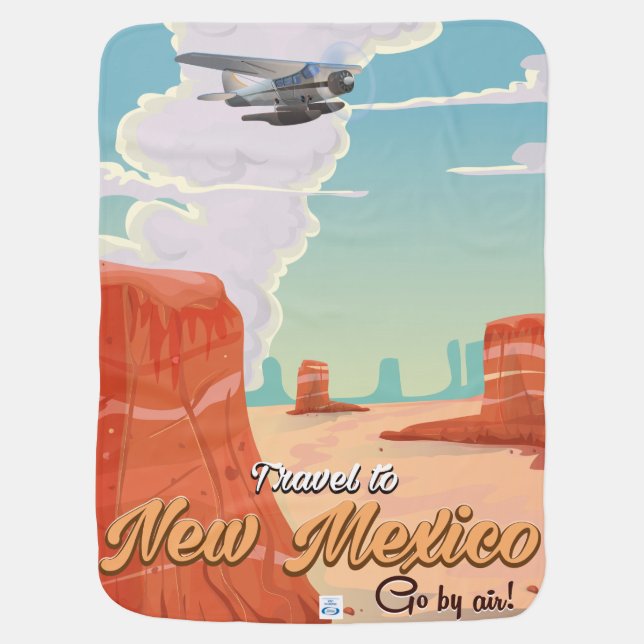 New Mexico vintage travel poster print Swaddle Blanket (Back)