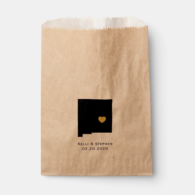 New Mexico Wedding Favor Treat Sacks, Gift Bags (Front)