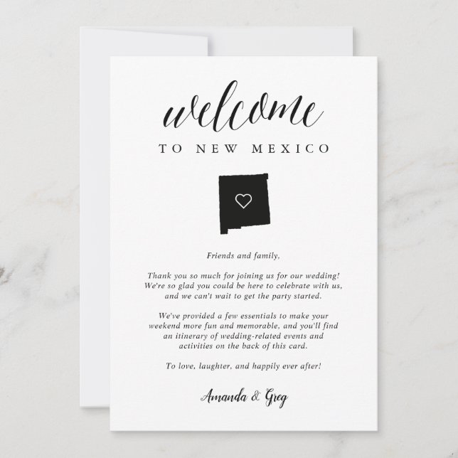 New Mexico Wedding Welcome Letter & Itinerary (Front)