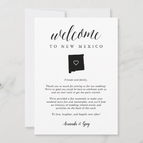 New Mexico Wedding Welcome Letter  Itinerary