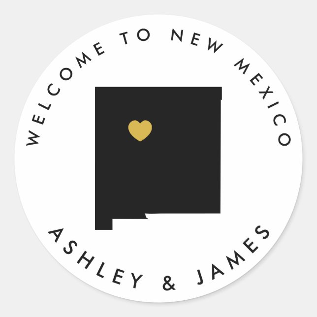 New Mexico Wedding Welcome Sticker, Treat Box Bag Classic Round Sticker (Front)
