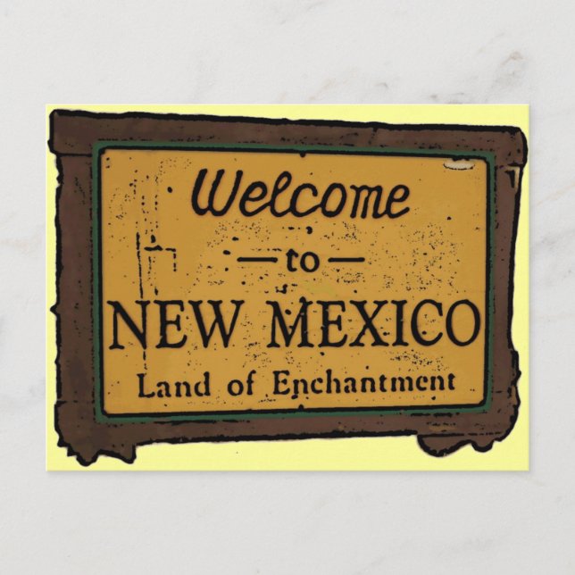 New Mexico welcome sign souvenir postcard (Front)