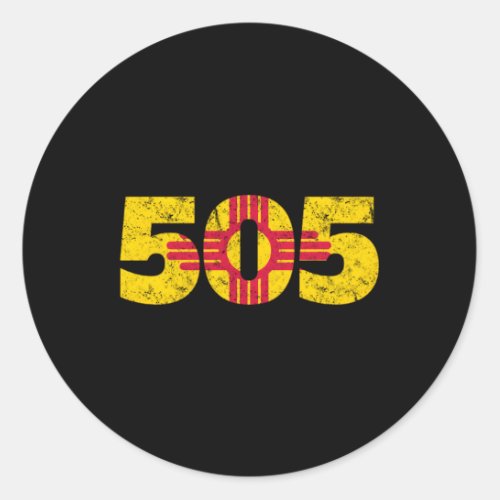 New Mexico Zia 505 Flag Classic Round Sticker
