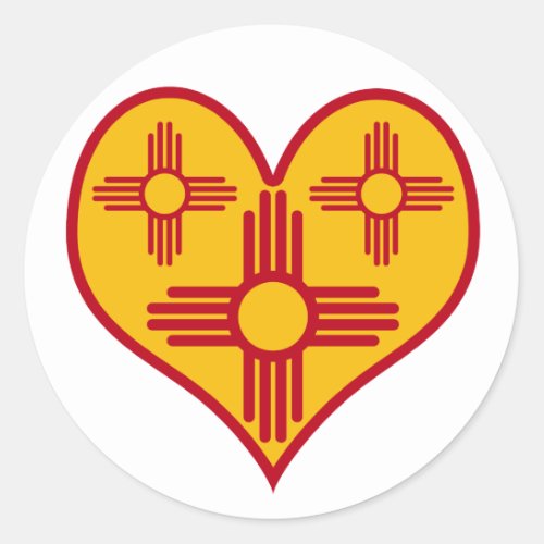 New Mexico Zia Heart Classic Round Sticker