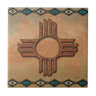 New Mexico Zia (sun) Ceramic Tile
