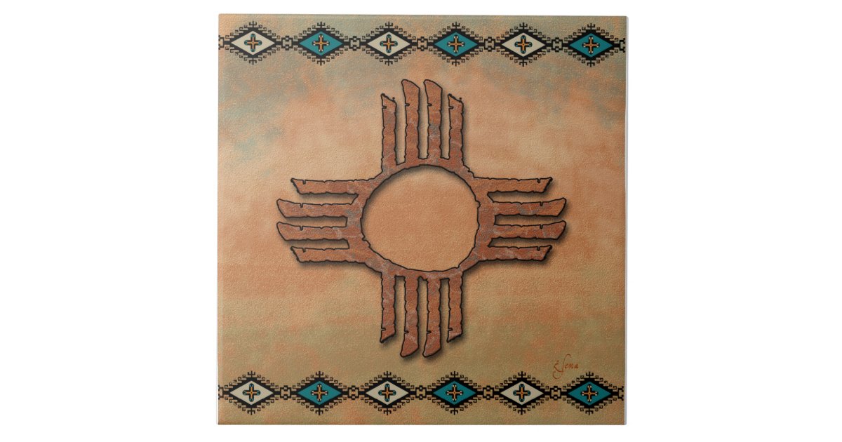 New Mexico Zia (sun) Ceramic Tile