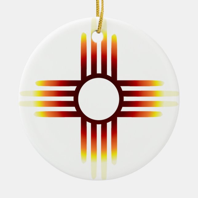 New Mexico Zia Sun Fire Ceramic Ornament (Front)