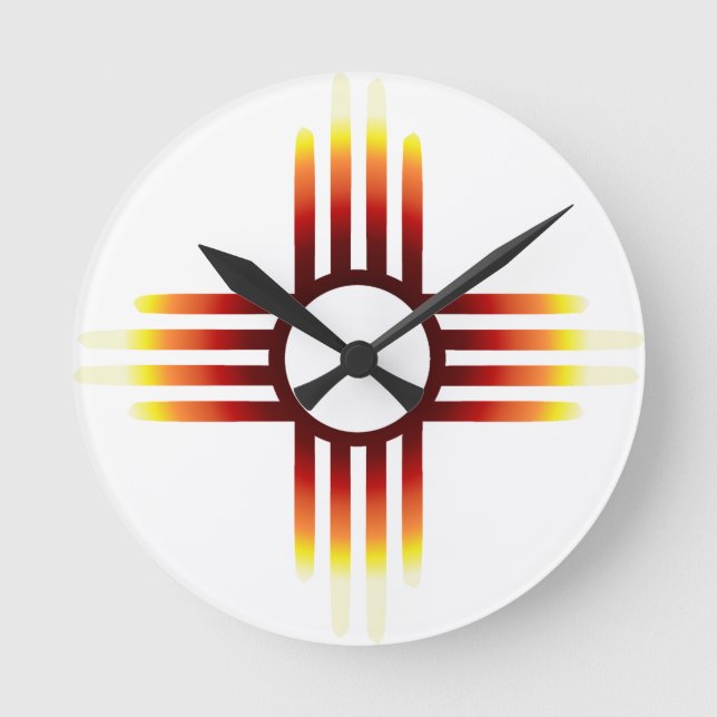 New Mexico Zia Sun Fire Round Clock (Front)