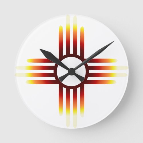 New Mexico Zia Sun Fire Round Clock