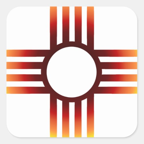 New Mexico Zia Sun Fire Square Sticker