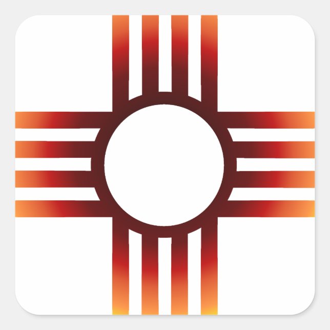 New Mexico Zia Sun Fire Square Sticker (Front)