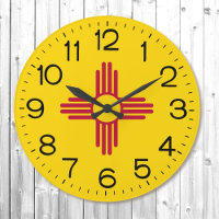 New Mexico Zia Sun Flag Clock 2 Sizes Clouds