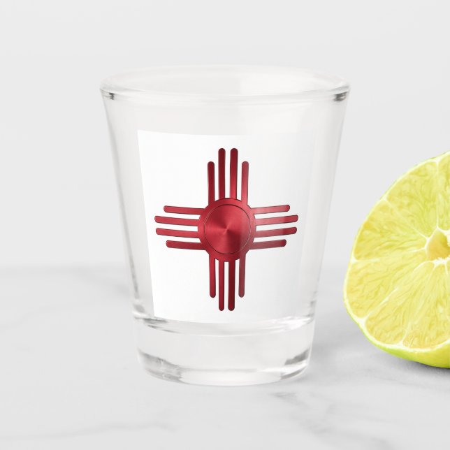 New Mexico Zia Sun  Shot Glass (Front)
