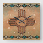 New Mexico Zia (sun) Square Wall Clock at Zazzle
