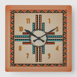 New Mexico Zia (sun) Square Wall Clock