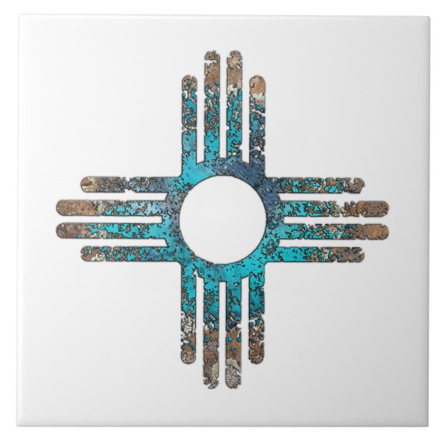 New Mexico Zia Sun Symbol Ceramic Tile (Front)
