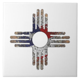 New Mexico Zia Sun Symbol Ceramic Tile