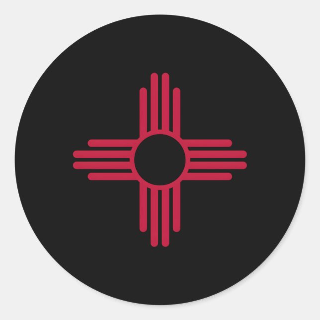 New Mexico Zia Sun Symbol Red Zia Sun Alone Classic Round Sticker (Front)