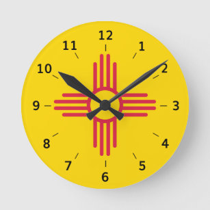 New Mexico Zia Sun symbol  Round Clock
