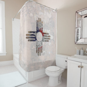 New Mexico Zia Sun Symbol Shower Curtain