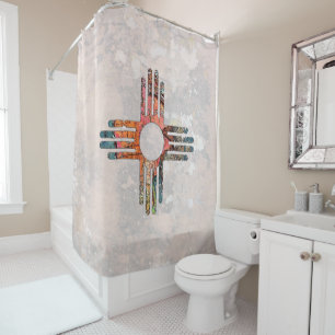 New Mexico Zia Sun Symbol Shower Curtain