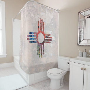 New Mexico Zia Sun Symbol Shower Curtain