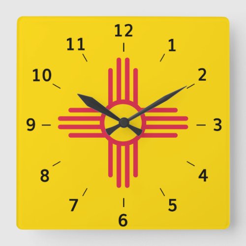 New Mexico Zia Sun symbol  Square Wall Clock