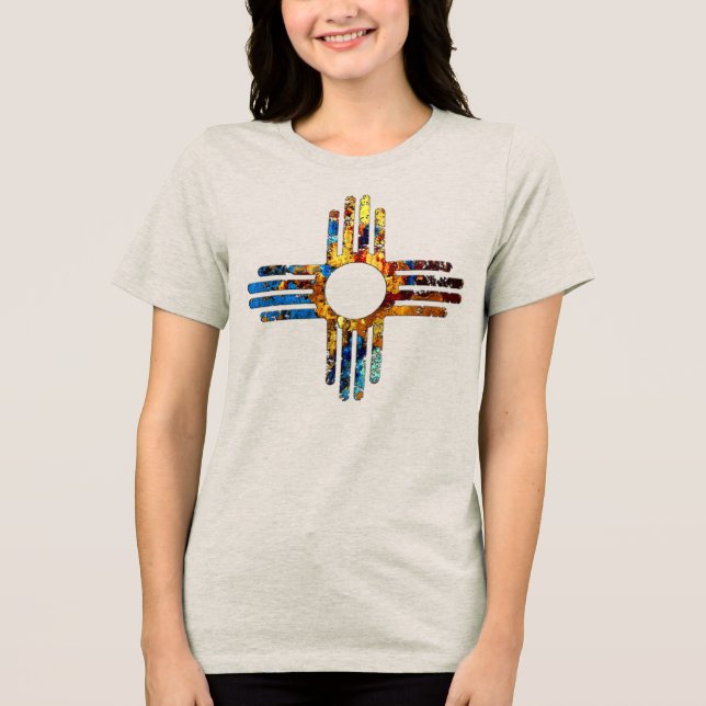New Mexico Zia Sun Symbol Tri-Blend Shirt (Front)