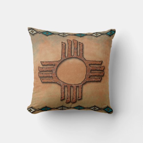 New Mexico Zia sun Throw Pillow