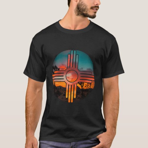 New Mexico Zia Symbol And Landscape T_Shirt