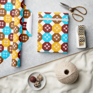 New Mexico Zia Symbol colorful geometric Wrapping Paper