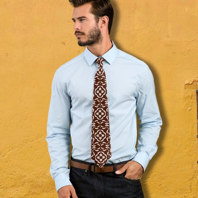 New Mexico Zia Symbol Feather Pattern Neck Tie (Creator Uploaded)